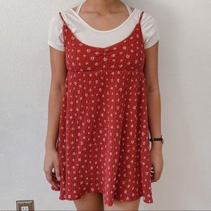 UO Red Floral Babydoll Sundress